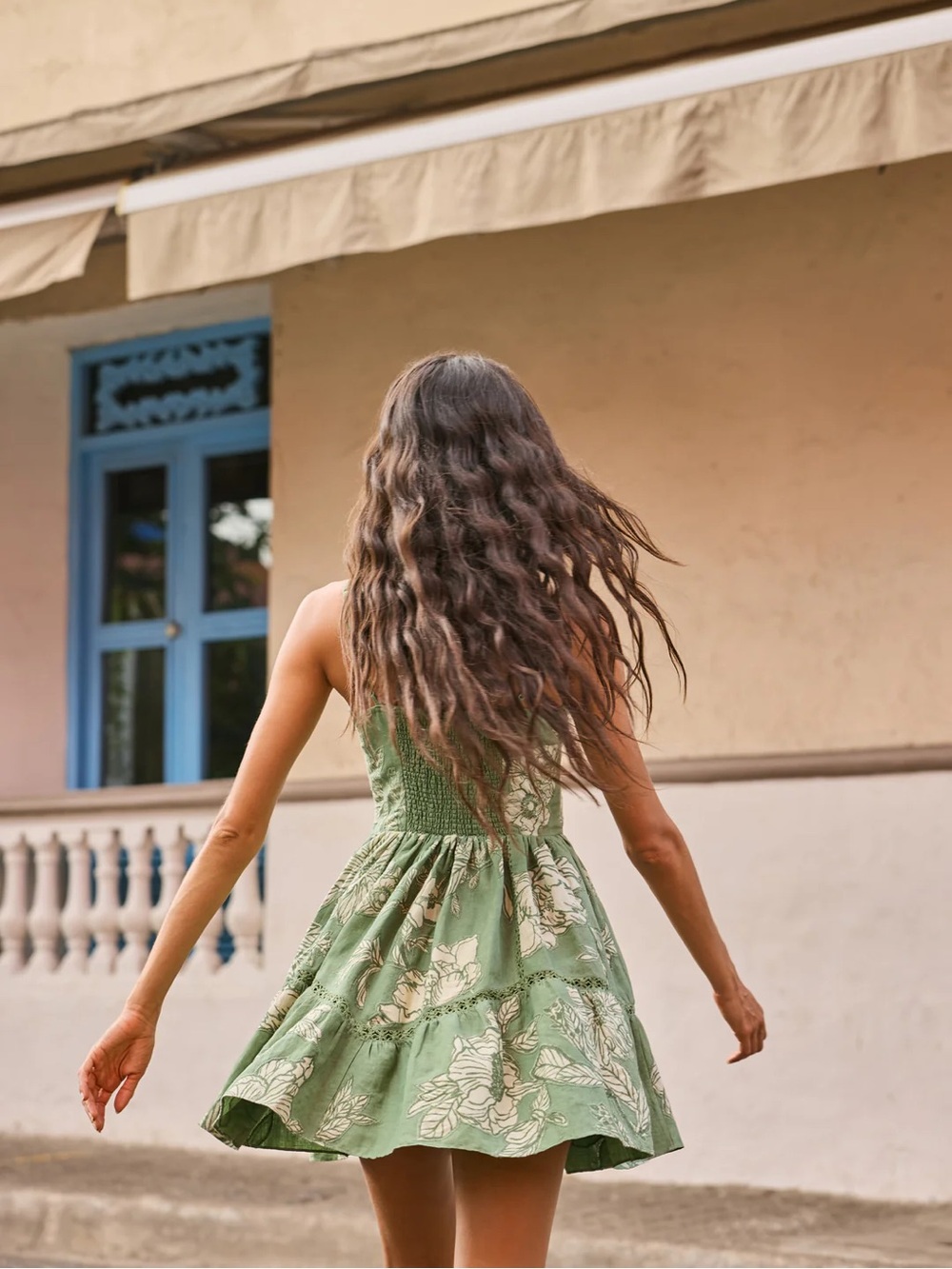 Hemant & Nandita Dara Green Floral Mini Dress - Picture 2 of 7
